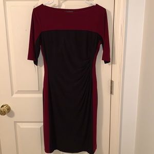 Ralph Lauren Burgundy & Black Mid-length Dress